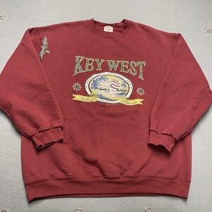 Vintage Key West‎ Oneita Sweatshirt Mens 2XL Red Nautical Florida Crewneck 90s
